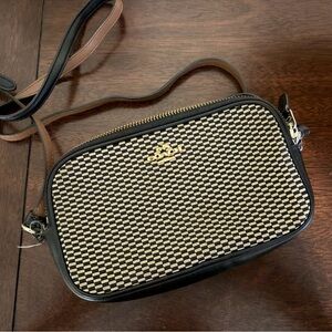 Coach Black and Brown Woven Crossbody Bag